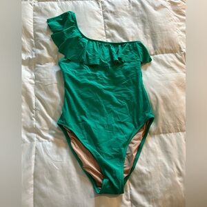NWT-J Crew one shoulder ruffle full piece bathing suit, women’s medium.